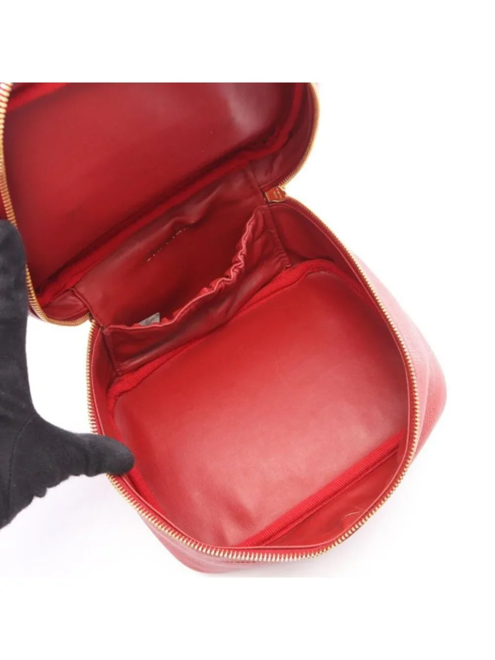 Chanel Handbag CC Logo Red Caviar Leather CC